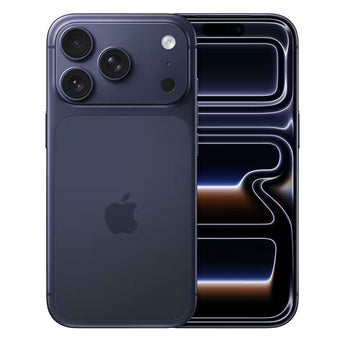 iPhone 17 Pro Blue showing front display and triple rear camera system for refurbished listing on ViberStore