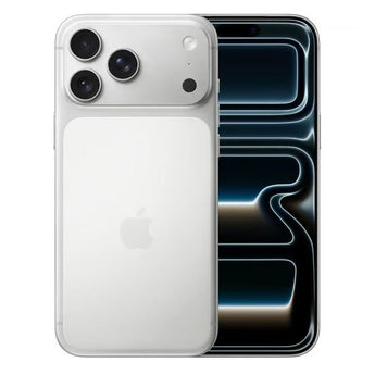 iPhone 17 Pro White with triple camera layout and front screen shown for refurbished sale on ViberStore