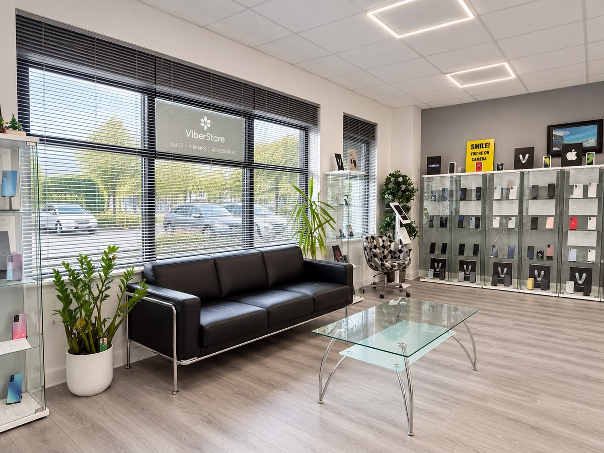 Inside the ViberStore showroom in Dublin, with phones on display